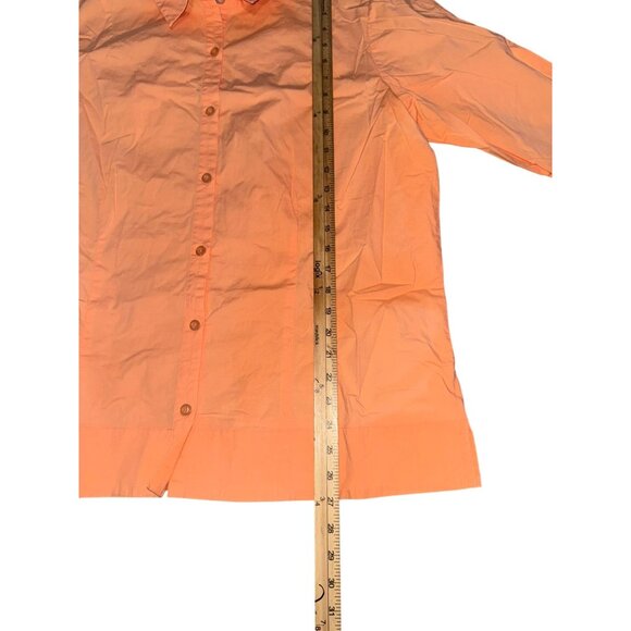 Womens Stretch Button-Up Shirt 3/4 Sleeves Peach Orange Avenue Size 14/16 Cotton - Picture 6 of 6